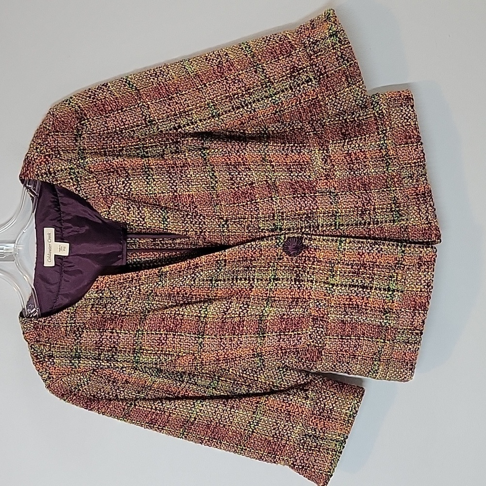 Coldwater Creek Tweed Wool Multicolor One Button Blazer